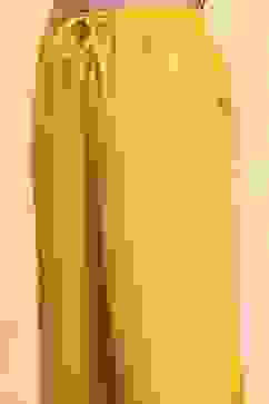 Yellow Polyester Dyed Gathered Kurta Pants Set image number 2