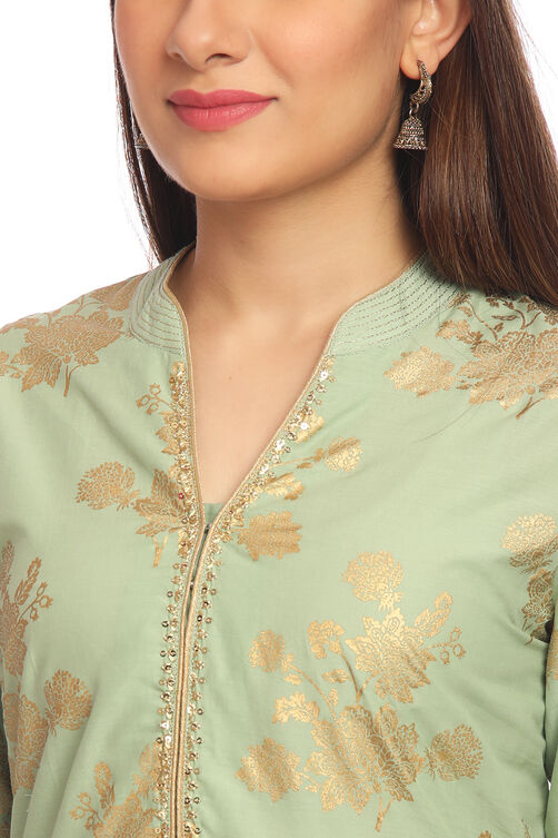Pista Green Straight Cotton Kurta Palazzo Suit Set image number 1