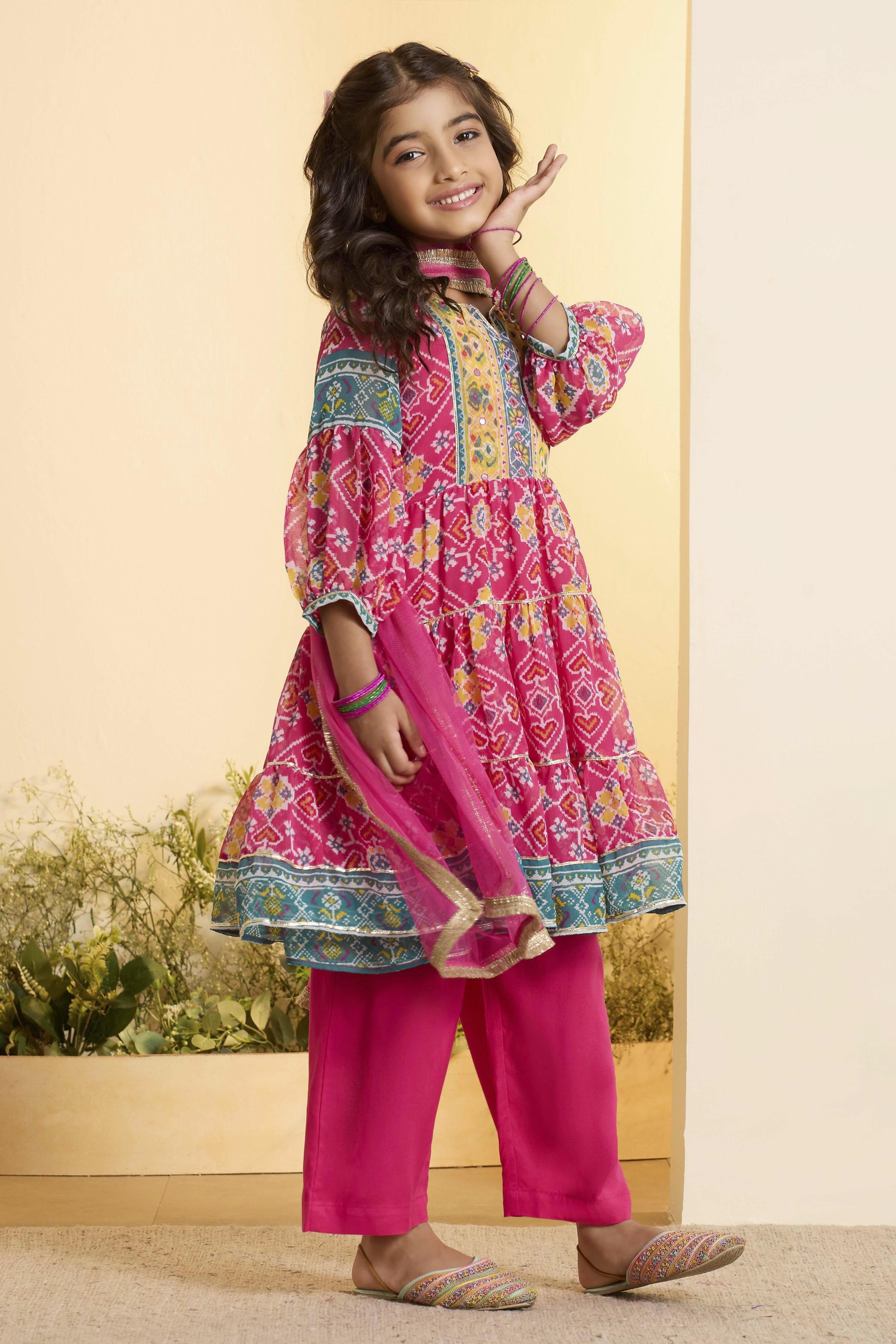 Pink Printed Anarkali Kurta Set image number 5