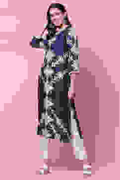 Indigo LIVA Straight Kurta image number 2