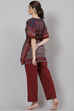Navy Straight Cotton Two Piece Printed Sleepwear Set image number 6