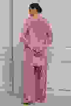 Pink Viscose Shantoon Embroidered Straight Suit Set image number 4