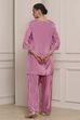 Pink Viscose Straight Dyed Suit Set image number 4