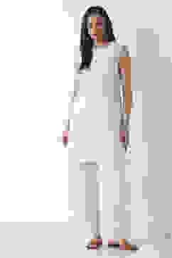 White Cotton Straight Palazzos image number 0