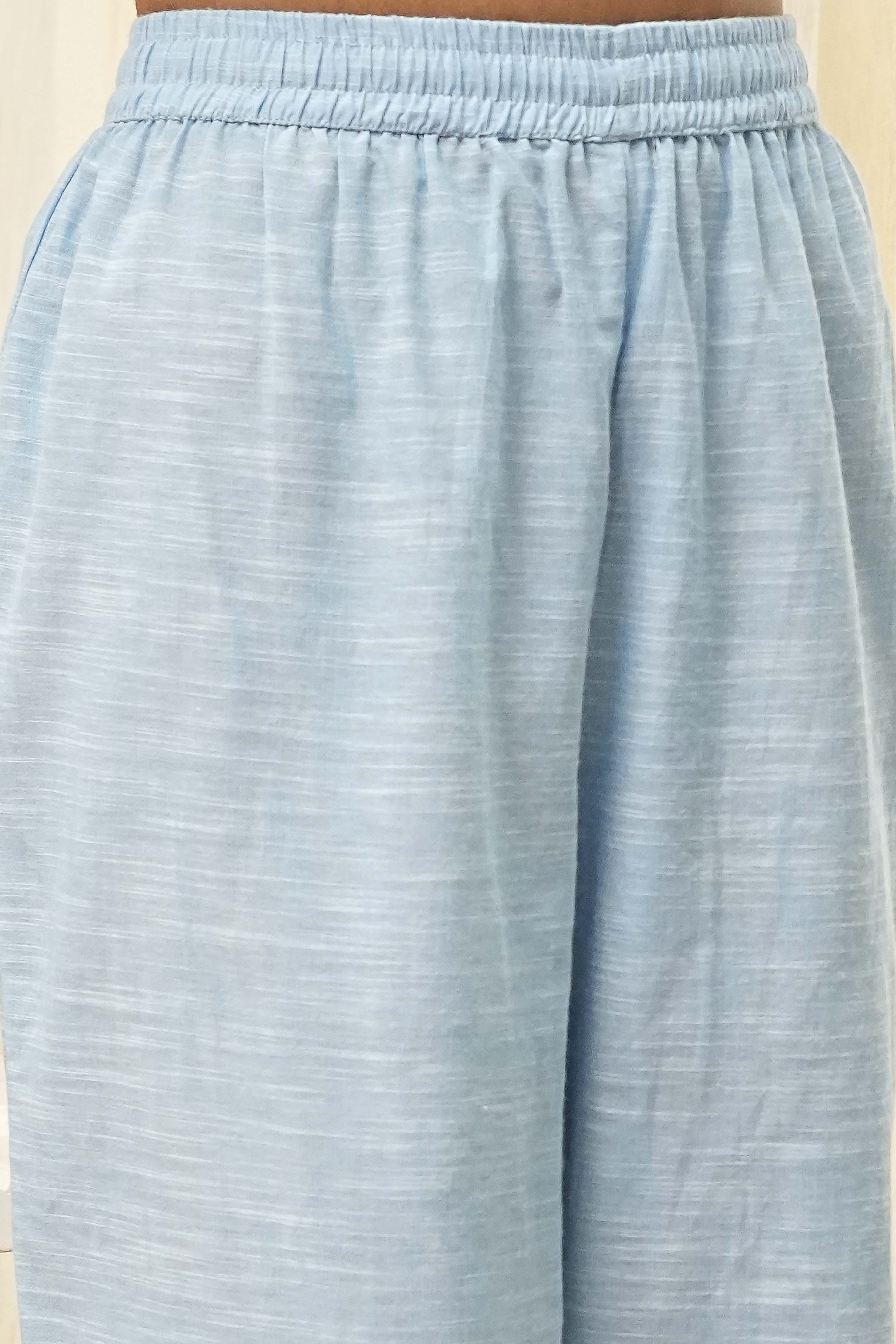 Light Blue Cotton Gathered Suit Set image number 2