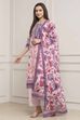 Off-White Cotton Floral Printed Straight Suit Set image number 3