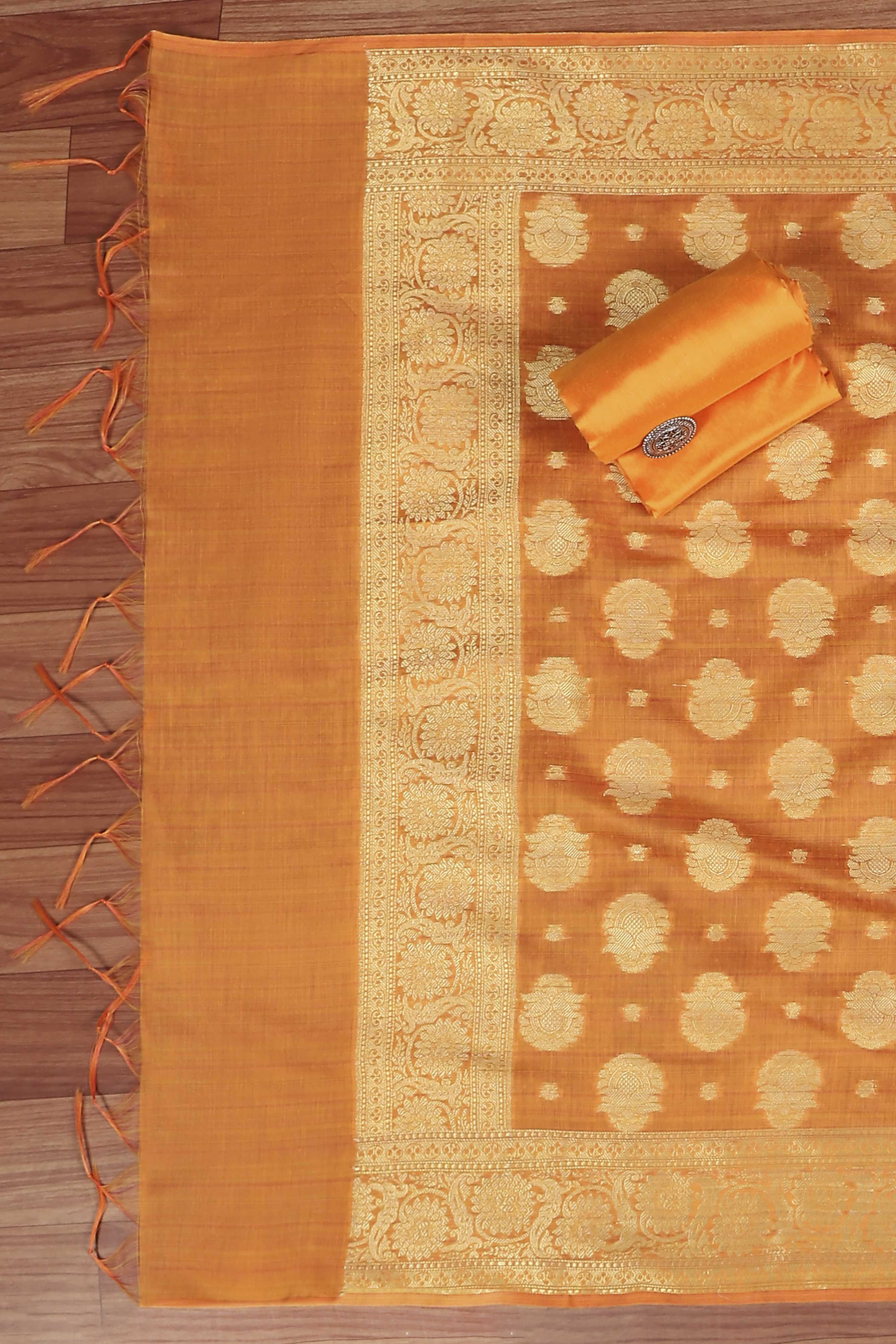 Orange  Unstitched Suit Set image number 3