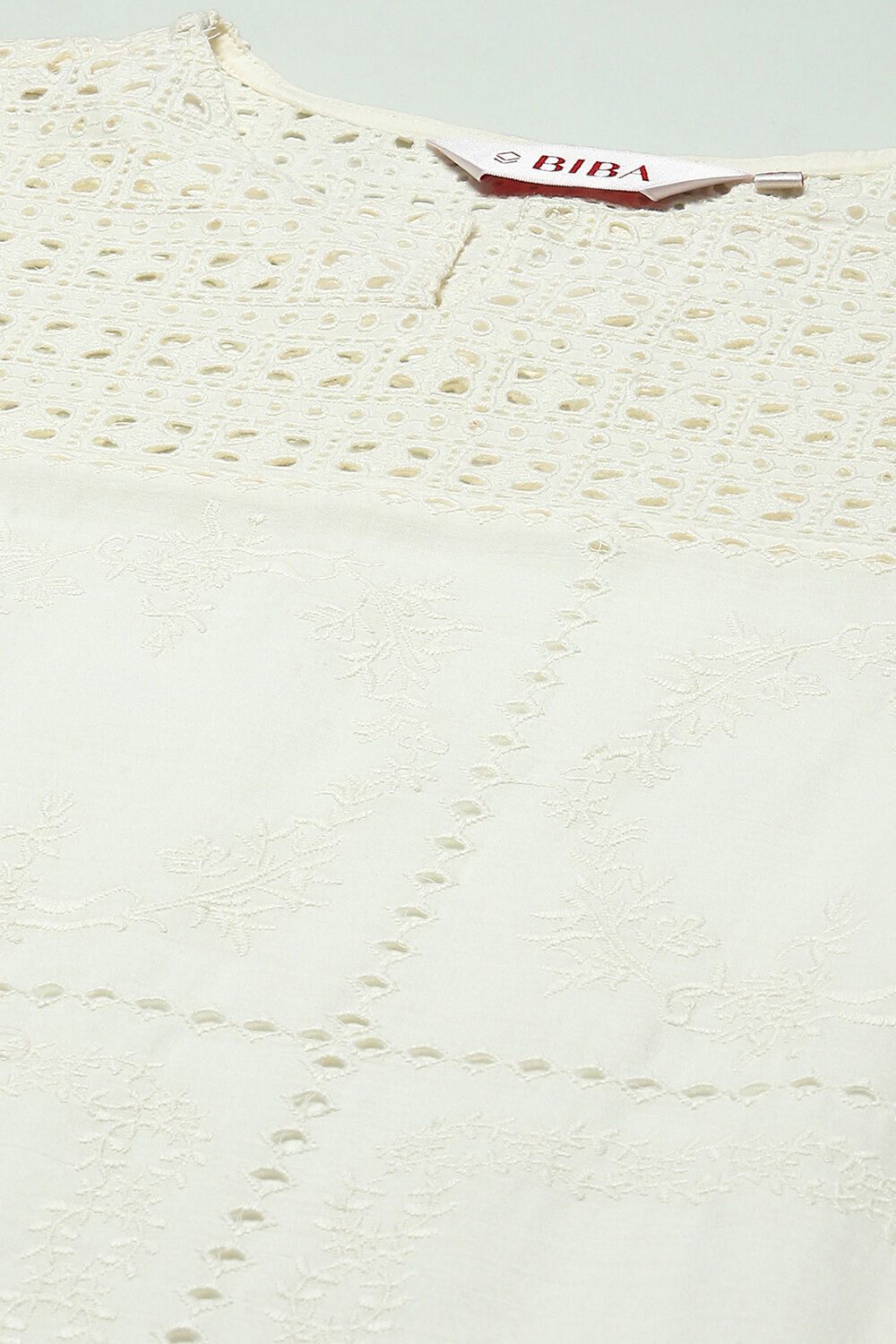 Off White Cotton Anarkali Suit Set image number 1