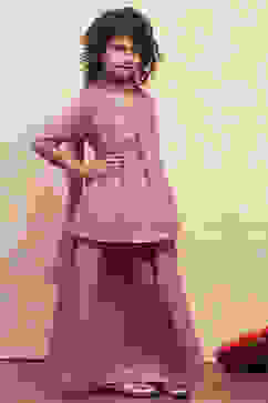 Blush Pink Printed Peplum Lehenga Set image number 5