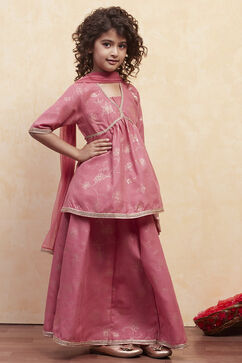 Blush Pink Polyester Peplum Lehenga Set image number 5