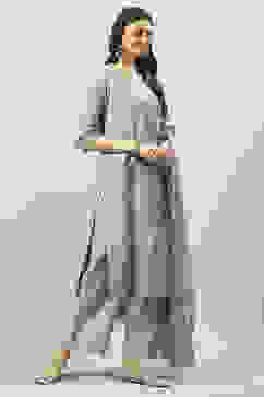 Mint Green Art Silk Straight Kurta Palazzo Suit Set image number 3