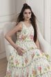 Off-White Cotton Printed Tiered Dress image number 6