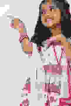 White Cotton Printed Tiered Suit Set image number 1