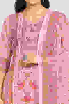 Pink Cotton Digital Print Unstitched Suit Set image number 2