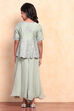 Green Viscose Blend Peplum Suit Set image number 4