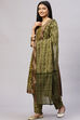 Olive Cotton Woven Unstitched Suit Set image number 5