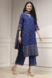 Blue Cotton Printed Straight Suit Set image number 5