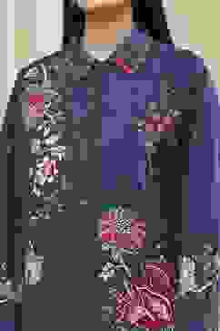 Blue Cotton Floral Printed Shirt image number 1