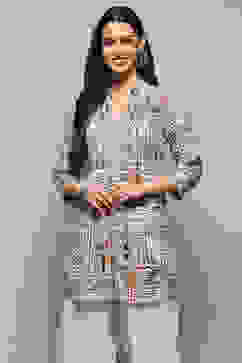 Brown Printed Straight Short Kurta image number 5