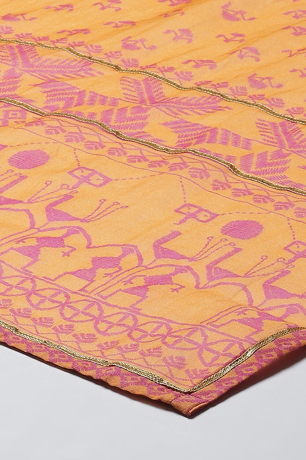 Orange Cotton Blend Straight Kurta Palazzo Suit Set image number 3