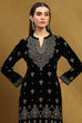 Navy Polyester Straight Suit Set image number 1