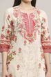 Off-White Cotton Floral Printed Straight Suit Set image number 1