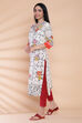 Cream Cotton Straight Printed Kurta image number 2