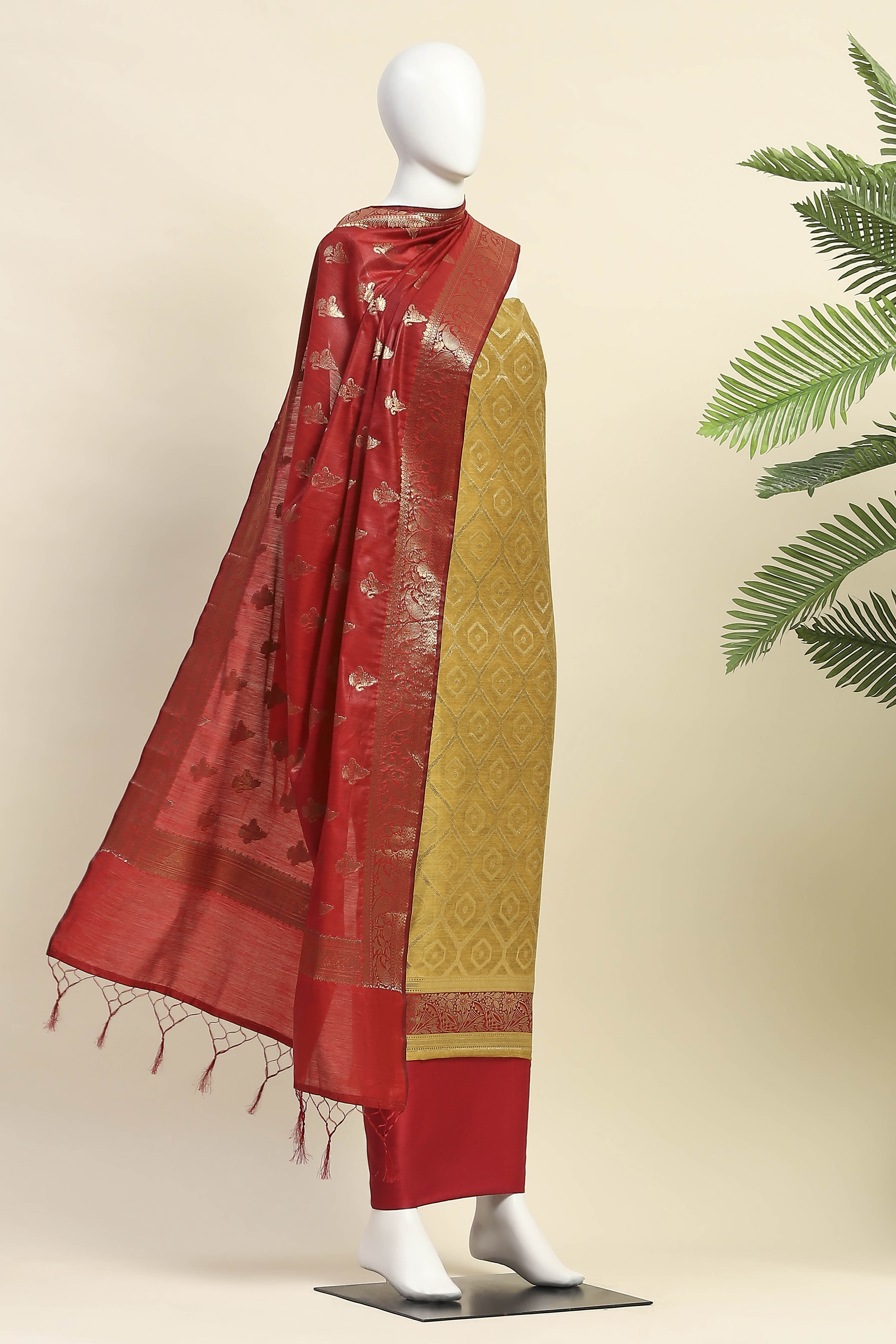 Rama Green Chanderi  Unstitched Suit Set image number 4