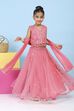 Pink Cotton Satin Solid Regular Lehenga Set image number 0