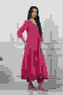 Pink Cotton Anarkali Suit Set image number 5