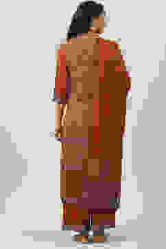 Rust LIVA Printed Palazzo Kurta Palazzo Suit Set image number 4