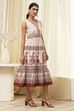White and Rust Cotton Tiered Dress image number 4