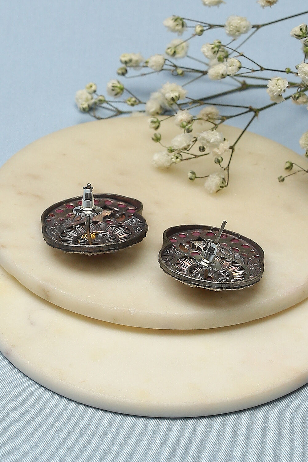 Pink Brass Earrings image number 2