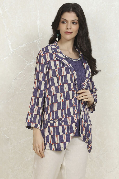 Blue Viscose Rayon Printed Top image number 4