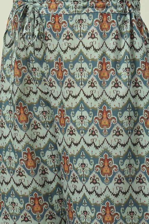 Beige Cotton Blend Asymmetric Printed Kurta Suit Set image number 2