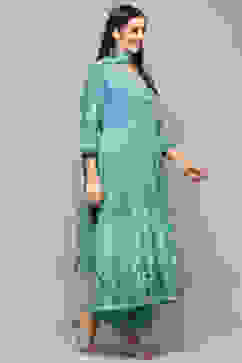 Indigo Cotton Anarkali Suit Set image number 6