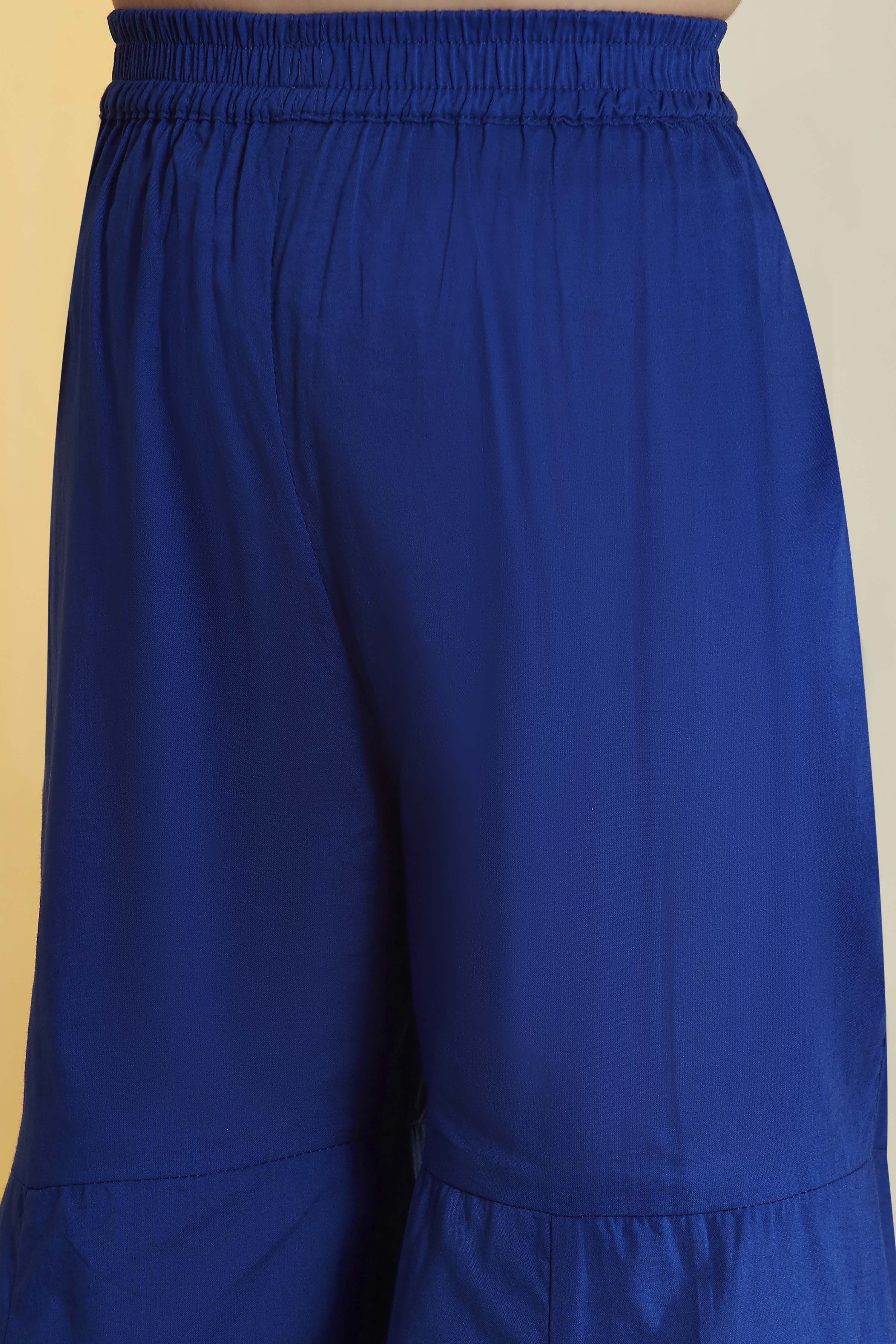Blue Cotton Printed Straight Sharara Set image number 2
