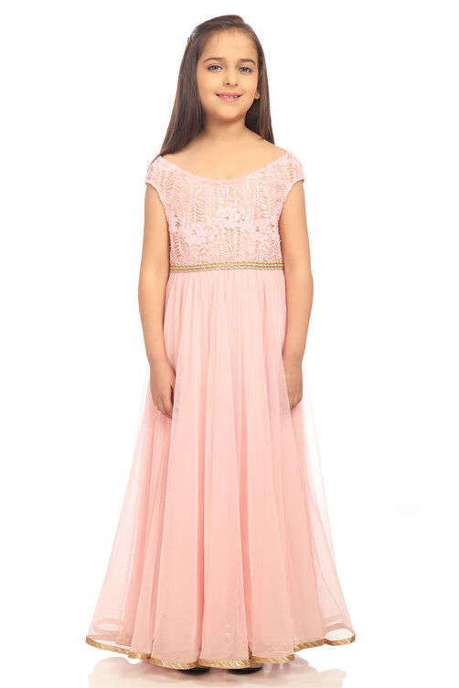 Pink Anarkali Poly Cotton Dress image number 0