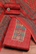 Orange Pashmina Machine Embroidery Unstitched Suit Set image number 0