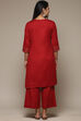 Blue Cotton Blend Straight Kurta Palazzo Suit Set image number 4