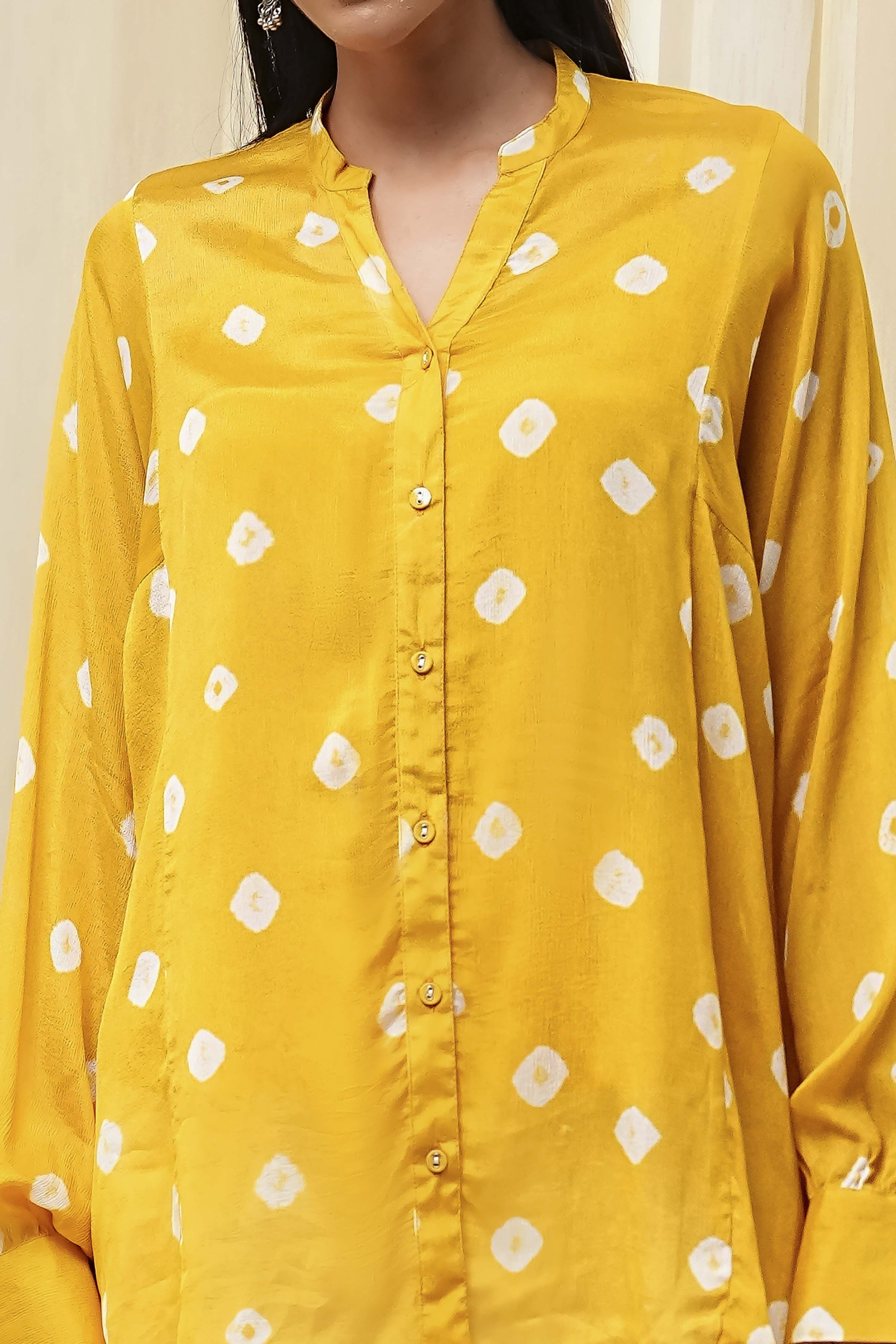 Mustard Yellow Printed Straight Shirt image number 1