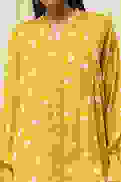 Mustard Yellow Printed Straight Shirt image number 1