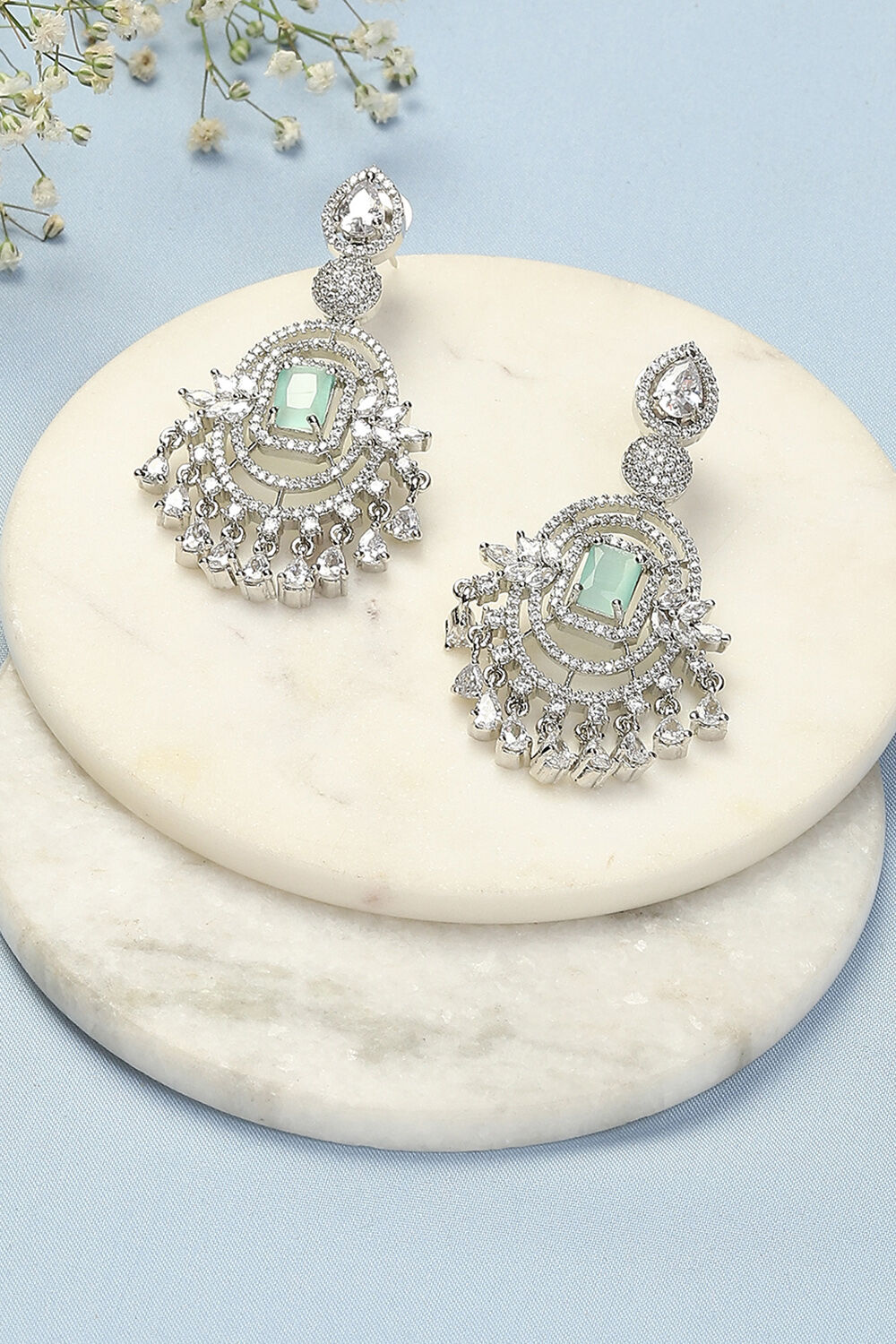 Mint Green Brass Earrings image number 0