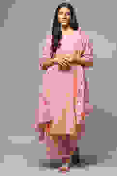 Pink Rayon Straight Kurta Palazzo Suit Set image number 7