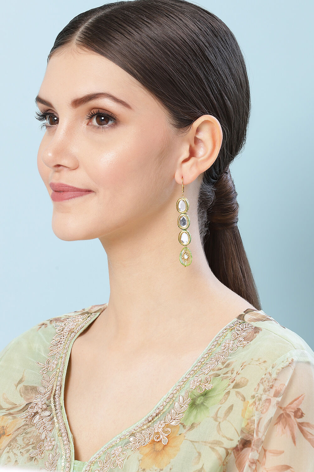 Green Brass Earrings image number 3