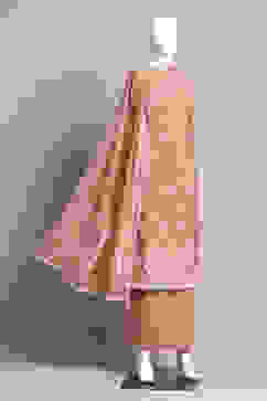 Peach Chanderi Unstitched Suit Set image number 0