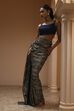 Navy Blue Georgette Digital Printed Sequence Pre-Draped Saree image number 2
