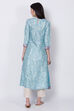 Blue Viscose A-Line Printed Kurta image number 4