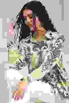 Off-White and Blue Printed Relaxed Fit Shirt image number 0