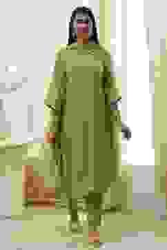 Green Solid A-Line Suit Set image number 6